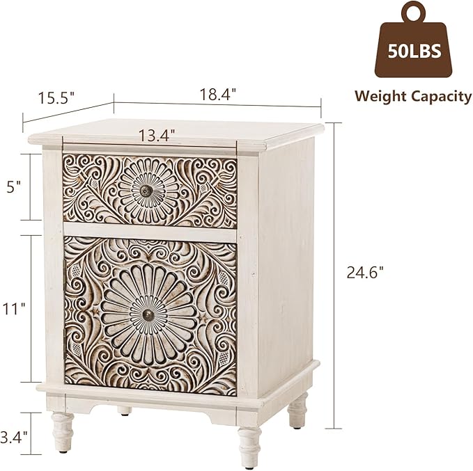 COSIEST 2 Drawers Accent Dresser, Vintage Small Accent Chest - Image 2
