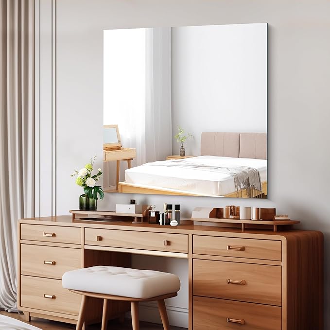 Frameless Mirror, 39x39 inch Square Bathroom Mirrors - Image 2