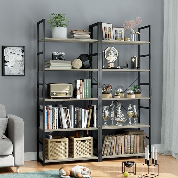 OTK 5 Tier Bookshelf, Tall Bookcase, Office Shelf Storage Organizer, Modern - Image 4
