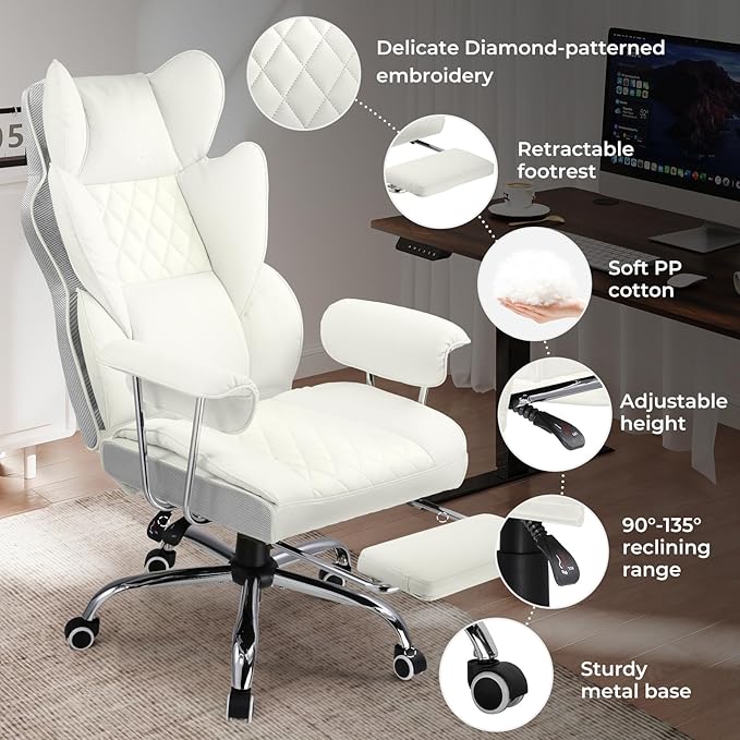 COMHOMA Big and Tall Office Chair, High Back Leather Gaming Chair - Image 5
