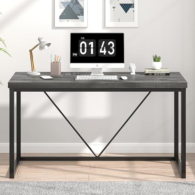 EXCEFUR Modern Computer Desk, Small Home Office Desk, Wood and Metal Writing - Image 7