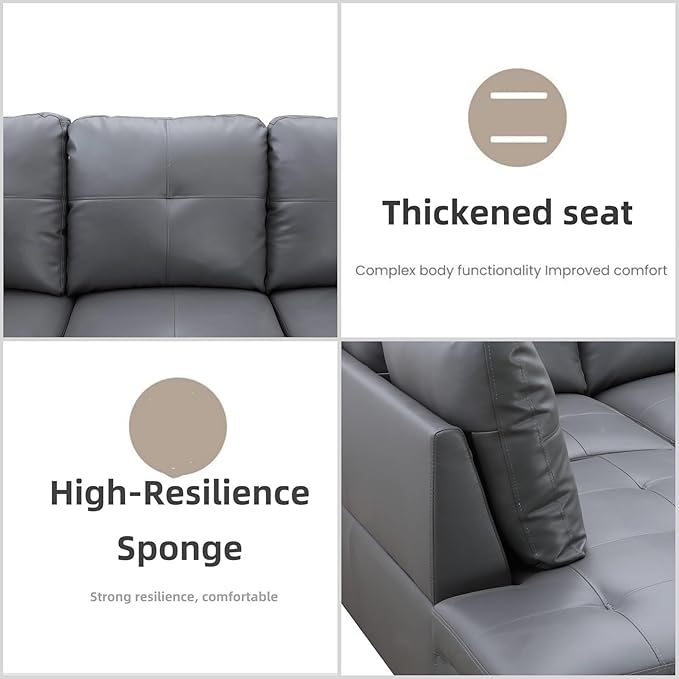 L Shaped Sectional Couches, Leather Couch Modular Sectional Sofa - Image 4