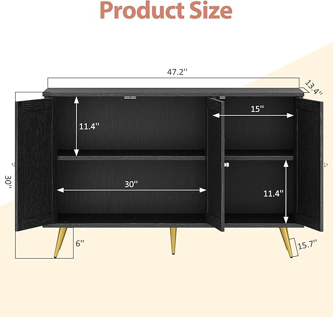 Shintenchi Large Rattan Storage Cabinet, Modern Sideboard Cabinet, Accent Large - Image 2