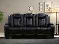 Leather Recliner Sofa Couch, 3-Seater Home Theater Seating Reclining Sofa by FONTOI