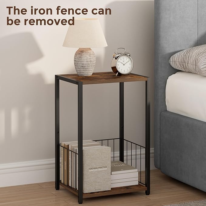 Side Table with Magazine Holder, Record Player Stand with LP Shelf, End Table - Image 6