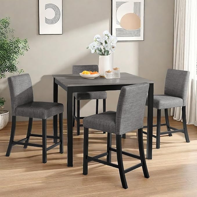 Dining Table Set for 4, 5-Piece Kitchen Table & Chairs Set by ChicFurnit