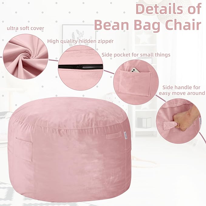 HABUTWAY Bean Bag Chair 3Ft Luxurious Velvet Ultra Soft Fur - Image 4