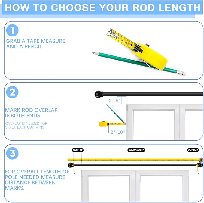 Curtain Rods for Windows 16 to 92 Inches, Curtain Rod Max Adjustable Length of - Image 4
