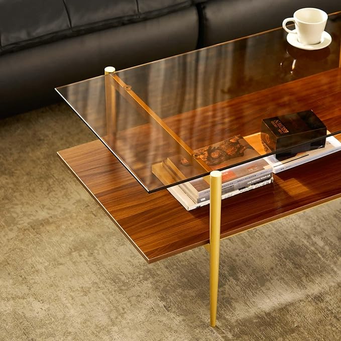 AGV LIGHTING Tadio Glass Coffee Table, Mid-Century Modern Coffee Table - Image 9