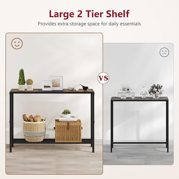 Tajsoon Console Table 41.8”, 2-Tier Industrial Entryway Table, Narrow Entrance - Image 5
