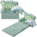 Dinosaur Kids Couch Fold Out 2-in-1 Toddler Sofa Fold Out by Burbell