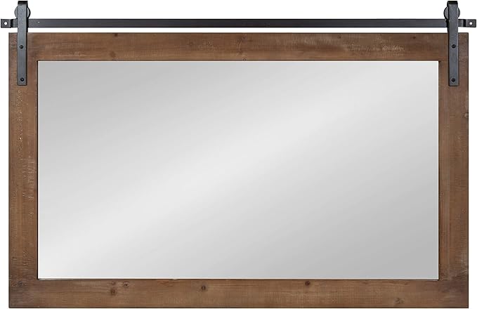 Kate and Laurel Cates Farmhouse Horizontal Wood Framed Wall Mirror, 40 x 26 - Image 3