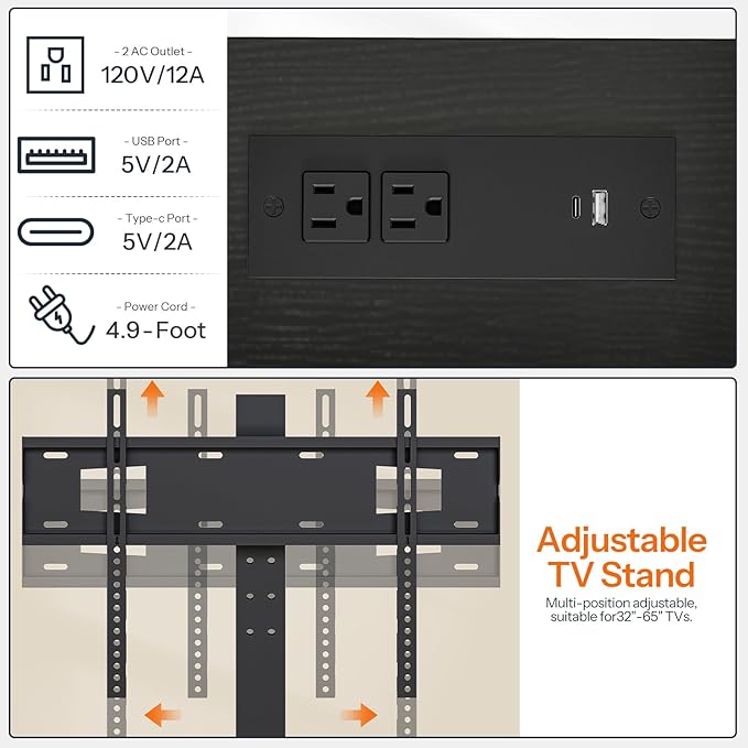 HOOBRO TV Stand with Mount and Power Outlet, - Image 4