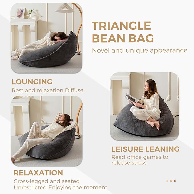 BYBYME Bean Bag Chairs Sherpa Lazy Sofa, Giant Beanbag Chairs - Image 3