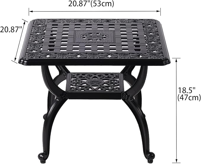 Cast Aluminum Outdoor Side Table, Small Patio Table, Outdoor Coffee Tables - Image 3
