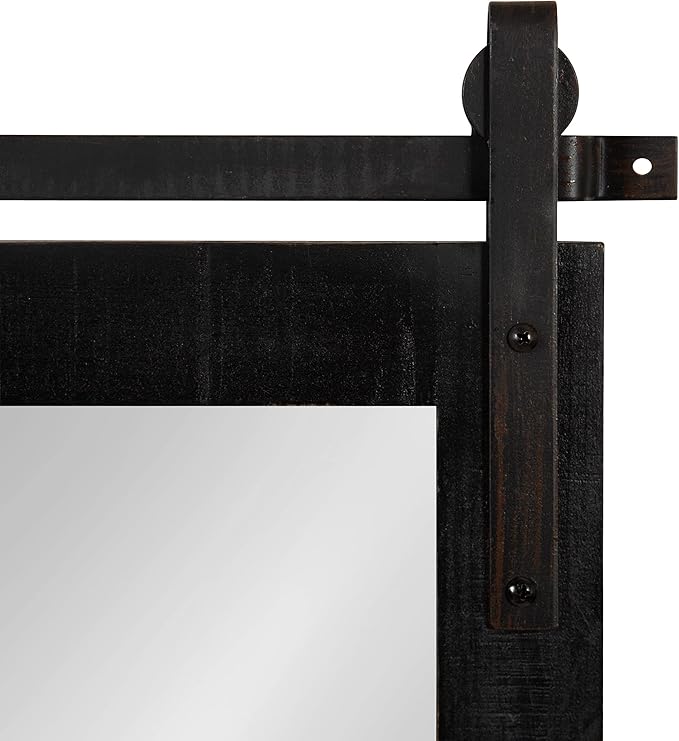 Kate and Laurel Cates Farmhouse Wood Framed Panel Wall Mirror; 18 x 50; Black; - Image 7