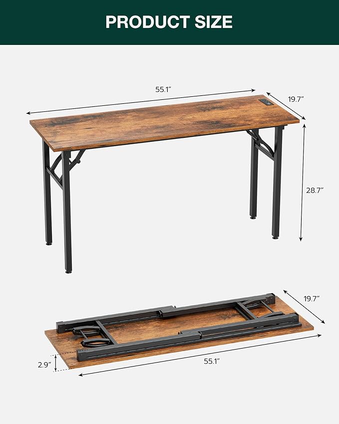 Frylr Small Folding Computer Desk – Portable 55.1 Inch Foldable Laptop Table - Image 2