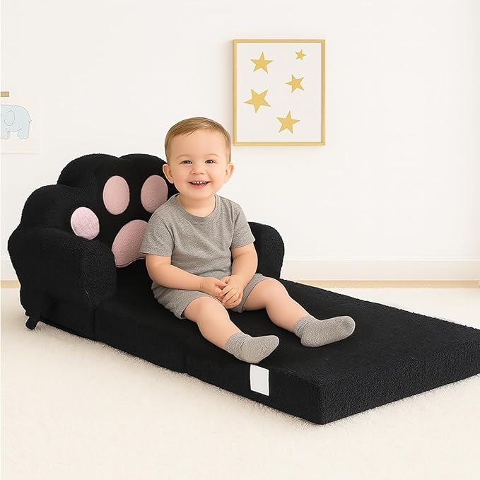 MONKISS Cat Paw Kids Couch, Toddler Chairs Comfy, Toddler Couch Bed Fold Out - Image 5