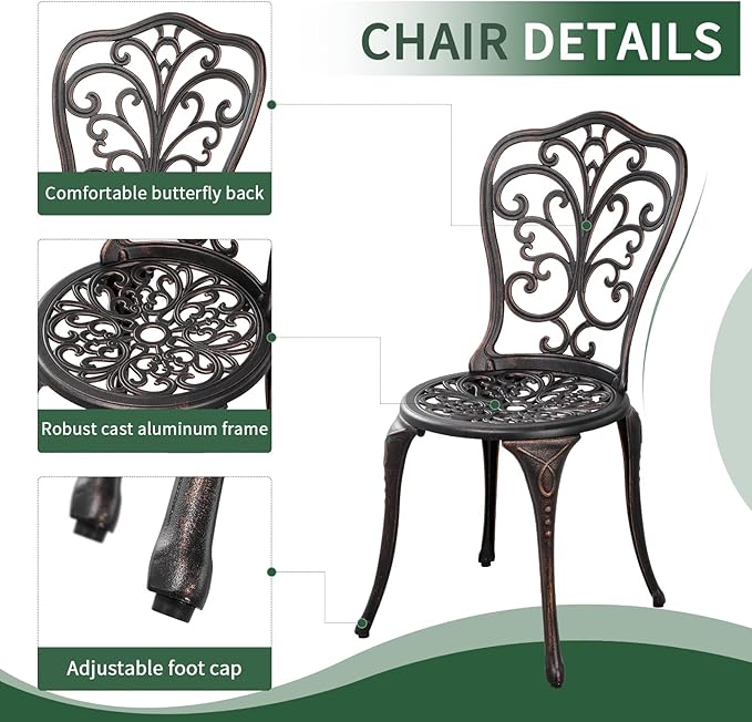 Outdoor Bistro Set 3 Piece Patio Bistro Set - Image 3