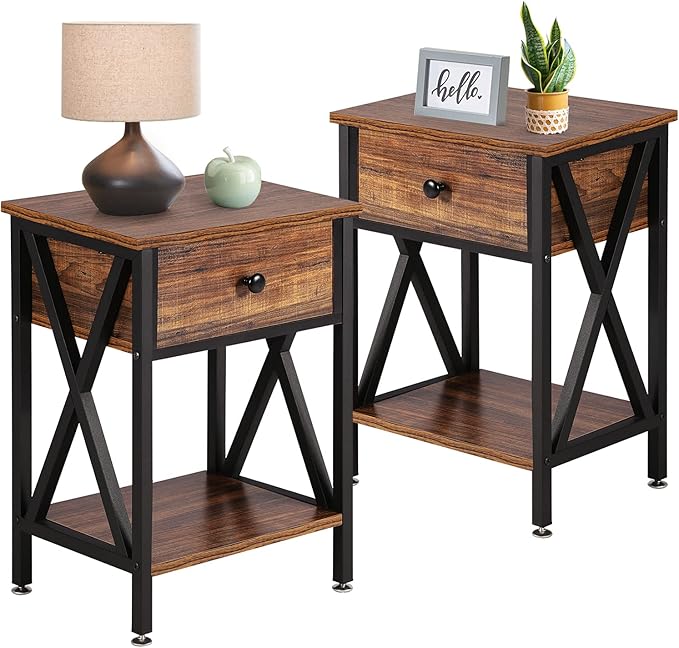 VECELO Nightstands Set of 2, Modern Bedside End Tables, Night Stands by VECELO