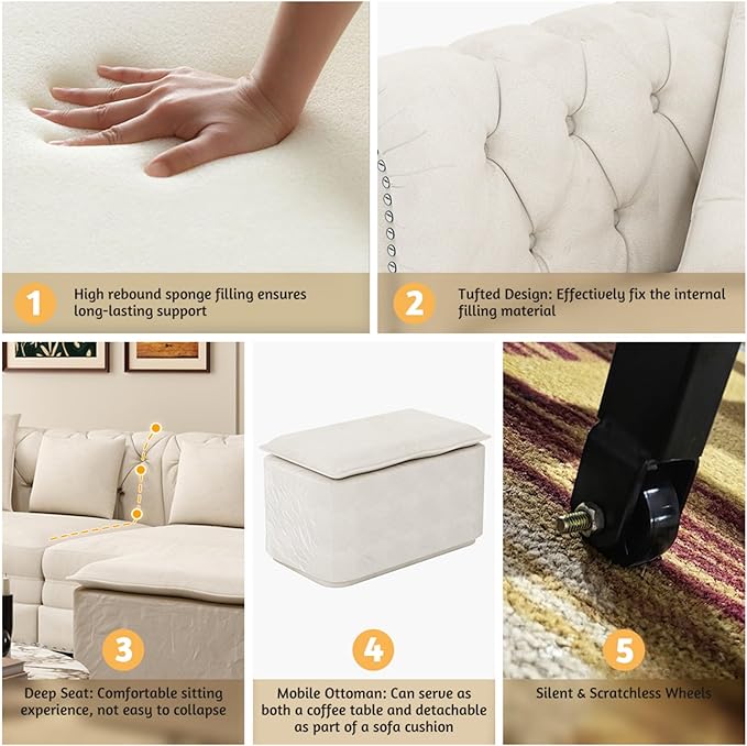 KEIKI 3-in-1 Velvet Chesterfield Sofa Bed - Image 4