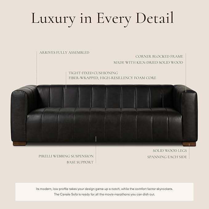 POLY & BARK Canale 86" Sofa in Onyx Black - Image 4