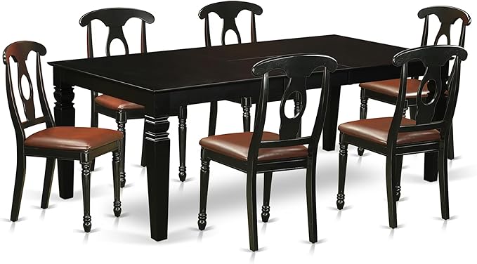 East West Furniture LGKE7-BLK-LC 7 Piece Modern Dining Table Set Consist of a by EastWestFurniture