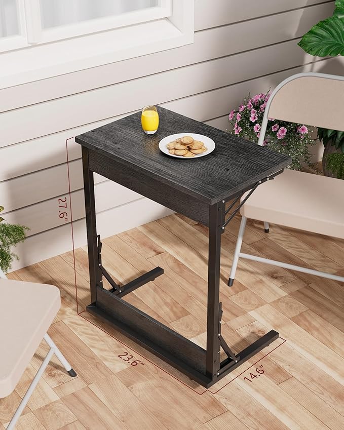 Tatub 24" Wide Folding C-Shaped End Table, Small Side Desk - Image 8