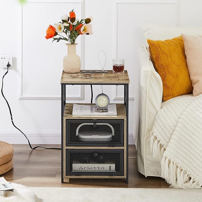 VECELO Grey Side End Tables - Image 6