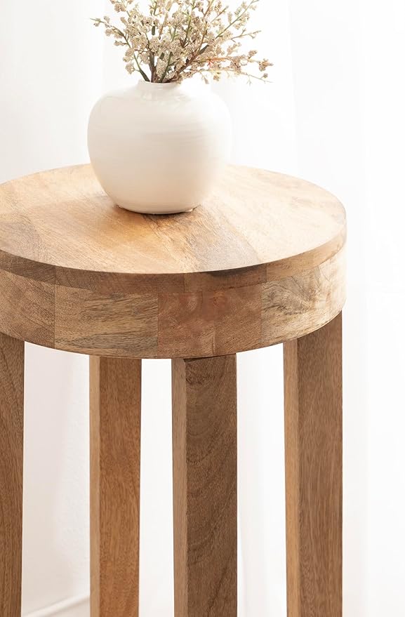 Kate and Laurel Talcott Modern Round Wood Side Table, Natural Wood, - Image 5