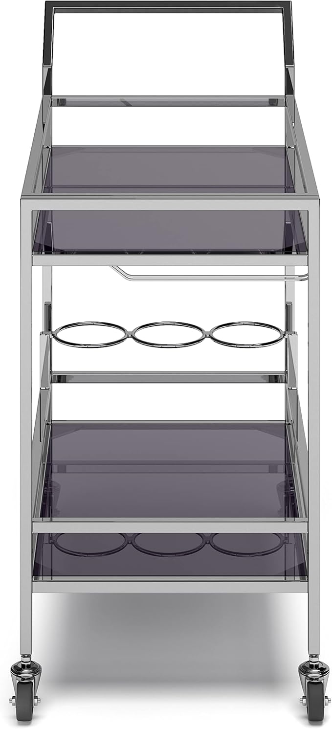 SIMPLIHOME Watts Modern 26 inch Wide Bar Cart in Chrome - Image 4