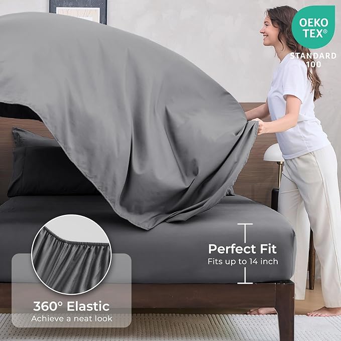 HEVUMYI 120x98 Oversized King Comforter Set Dark Grey- 7-Piece All Season Bed - Image 5
