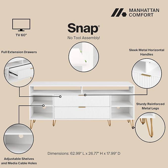 Manhattan Comfort Dumbo Mid Century Modern TV Stand - Image 9