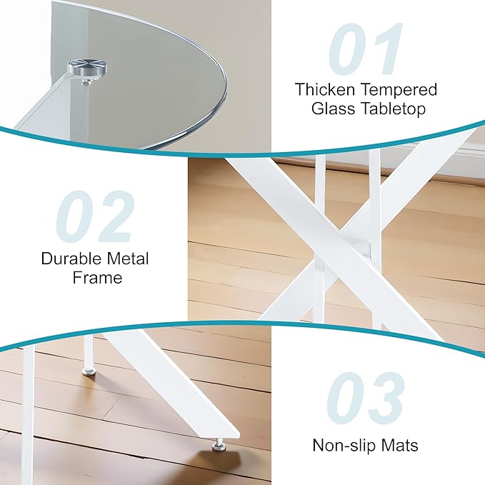 Dining Table for 4 Modern Round Dining Table 35.43" Kitchen & Dining Room Tables - Image 5