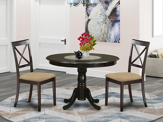 East West Furniture HLBO3-CAP-C 3 Piece Dining Table Set - Image 6