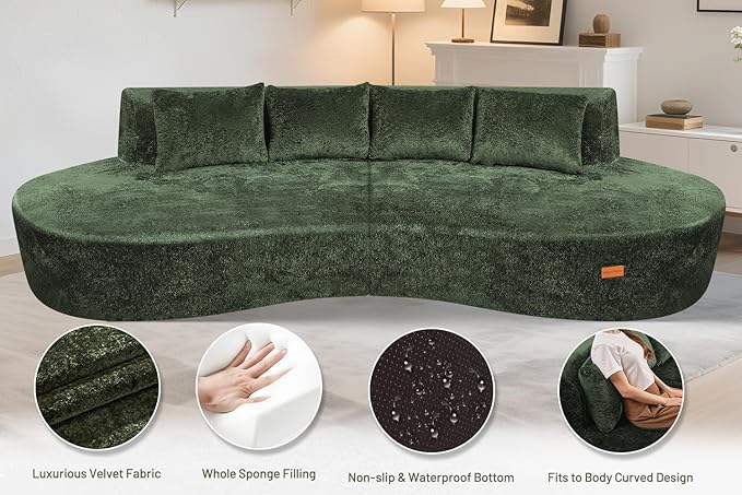Homguava 104'' Modular Sectional Sofa, Curved Modern Sofa - Image 4