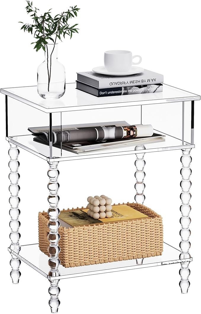 Acrylic Side Table, Nightstand for Living Room by AcrylicTable
