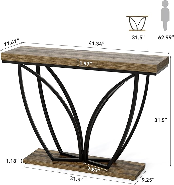 LITTLE TREE Sofa Table, 41.3 Inch Industrial Behind Couch Furniture, Narrow - Image 2