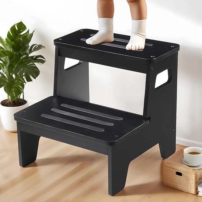Wooden Step Stools for Kids, Heavy Duty Bamboo 2-Step Stepping Stools for - Image 7