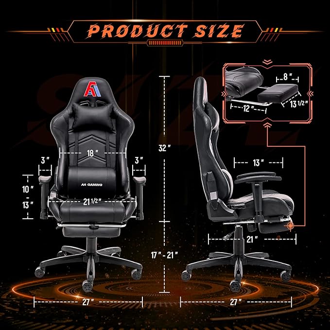 AA Products Gaming Chair Ergonomic High Back Computer Racing Chair Adjustable - Image 2