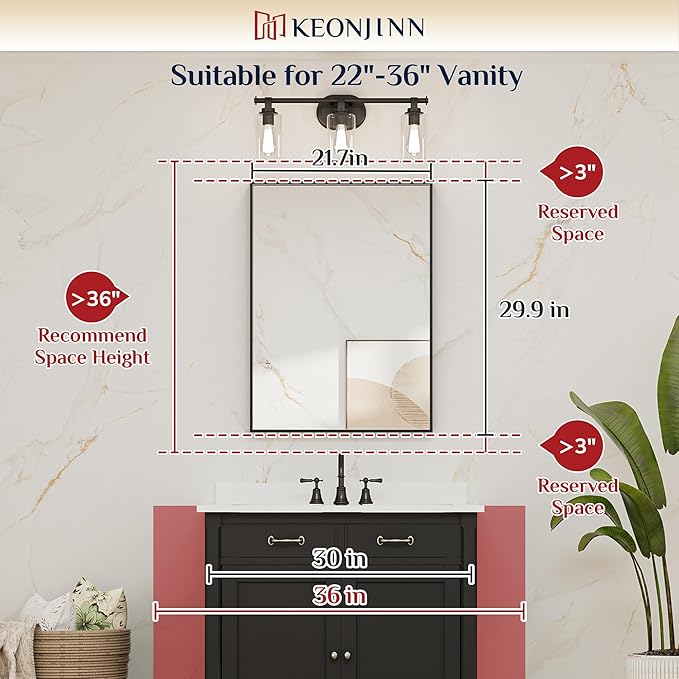 Keonjinn 22 x 30 Inch Gold Bathroom Mirror - Image 5
