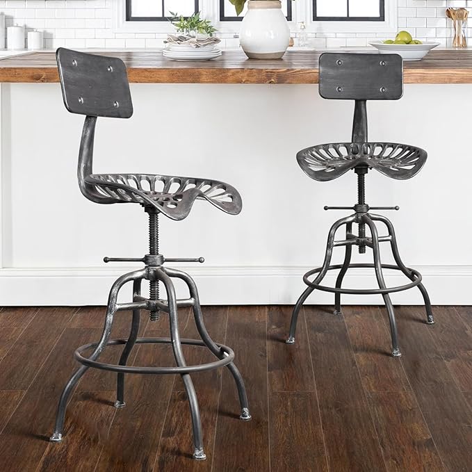 Diwhy Industrial Design Metal Adjustable Height Backrest Chair Vintage Tractor - Image 8