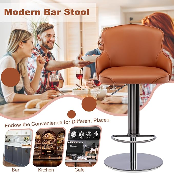 CozyRain Bar Stools Adjustable Stainless Steel Swivel Barstool - Image 5