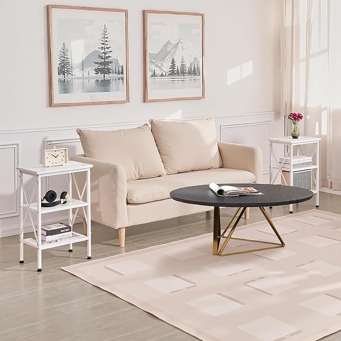 VECELO End Table Set of 2, Bedside Table, X-Design Reinforced Nightstands - Image 7