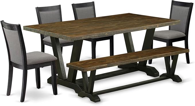 East West Furniture V677MZ650-6 6 Piece Dining Set Contains a Rectangle Dining by EastWestFurniture