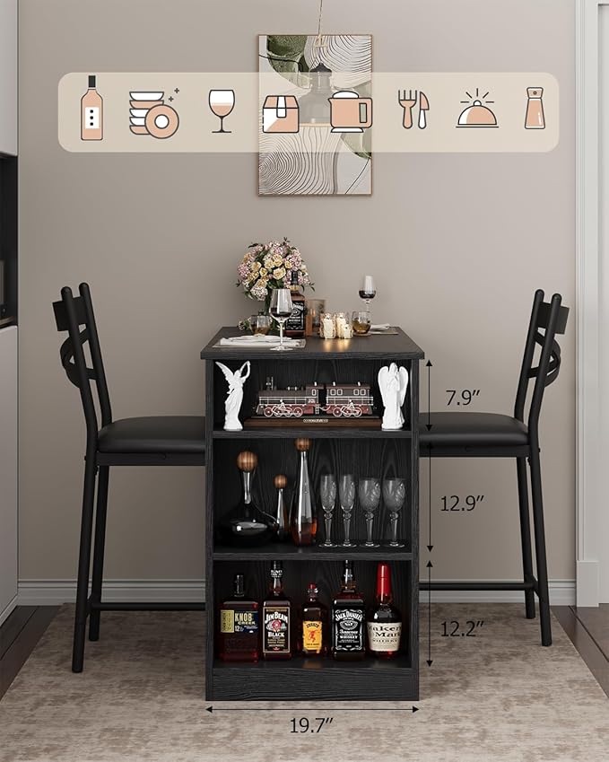 GAOMON 3 Piece Bar Table Set for 2, Bar Table and Chairs Set - Image 4