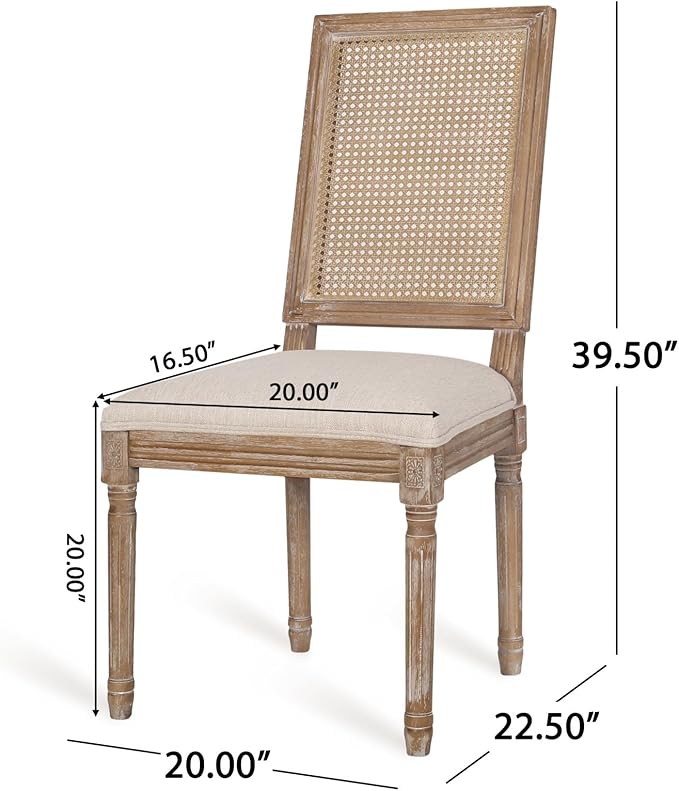 Merax Upholstered Solid Wood Dining Chairs Set of 2, French Country Style - Image 2