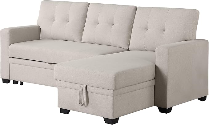 82 Inch Convertible Sleeper Sectional Sofa - Image 7