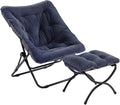 Comfy Folded Chair with Ottoman, Oversized Folding Faux Fur Chair Soft Furry by Givjoy