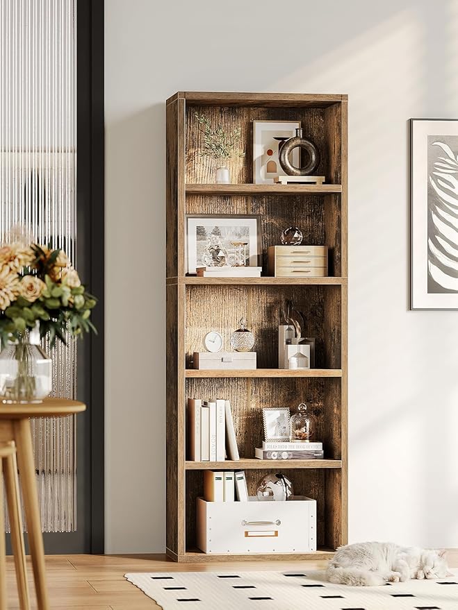 Casaottima 5-Tier Open Bookshelf and Bookcase, Floor Standing Display Storage - Image 2